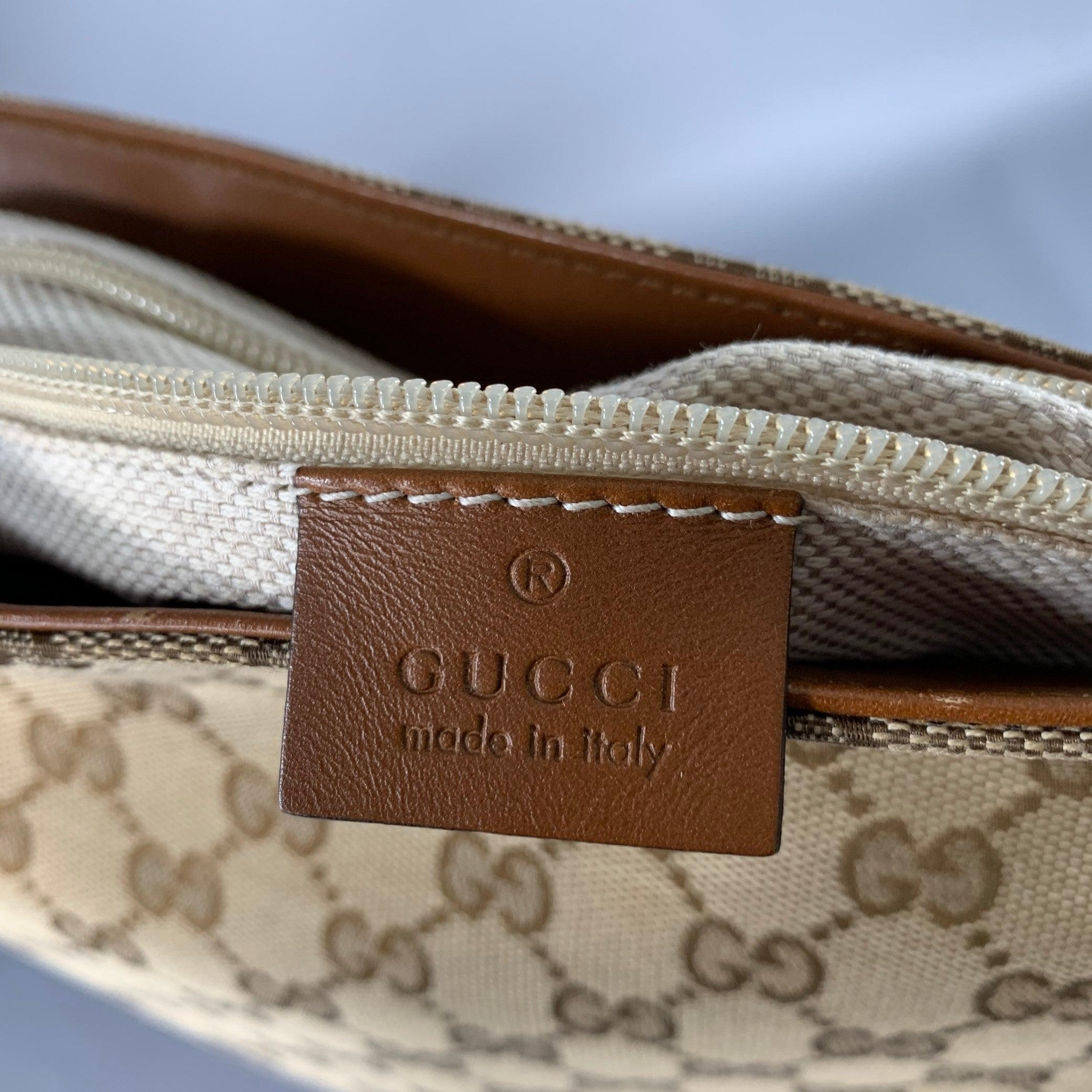 GUCCI Beige Brown Monogram Canvas Leather Crossbody Bag 6
