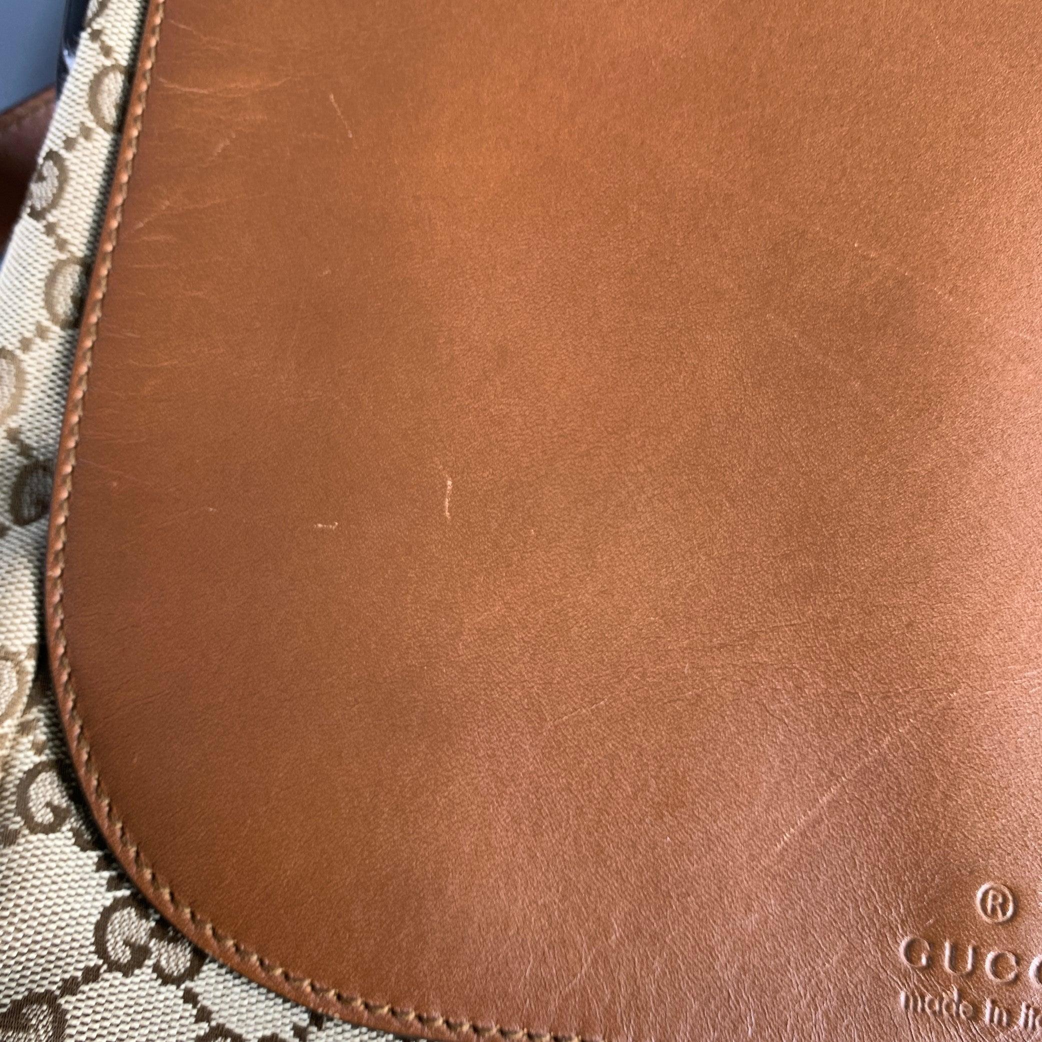 GUCCI Beige Brown Monogram Canvas Leather Crossbody Bag 3
