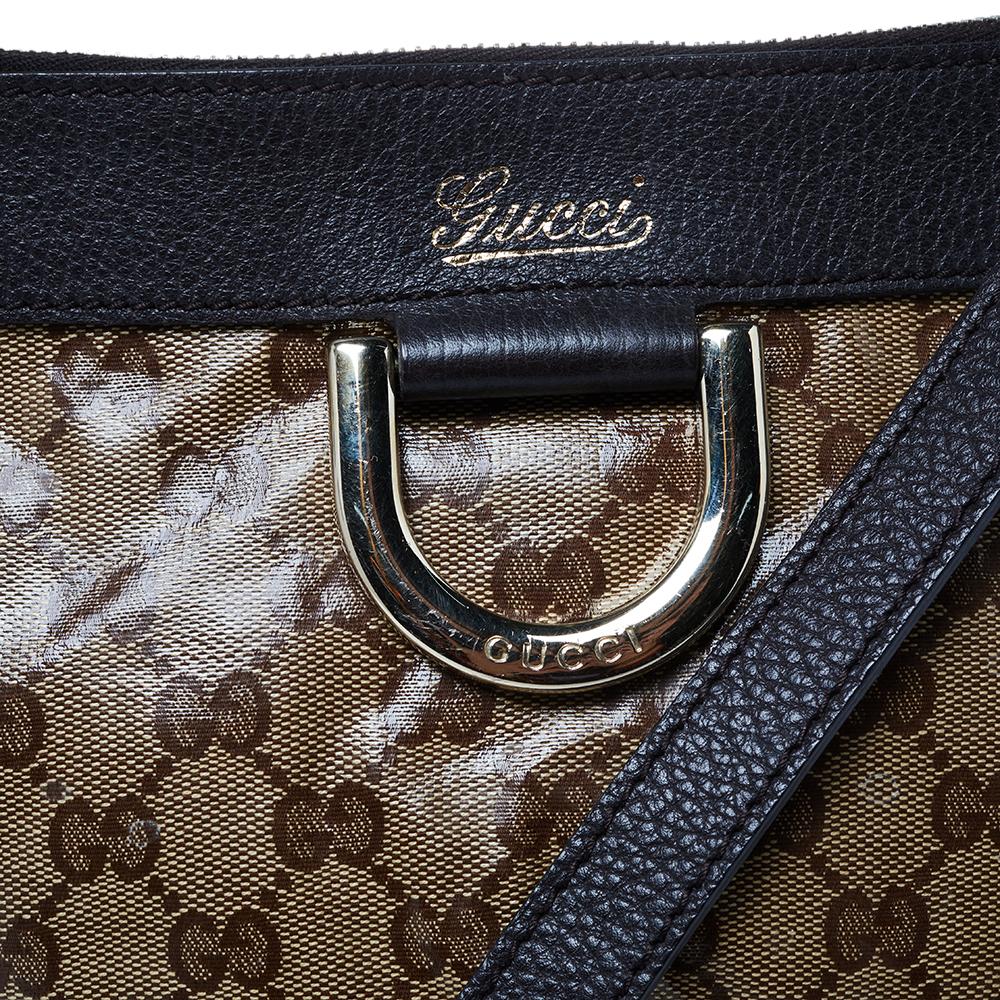 Gucci Beige/Brown Patent Leather and Leather Abbey D-Ring Crossbody Bag 4