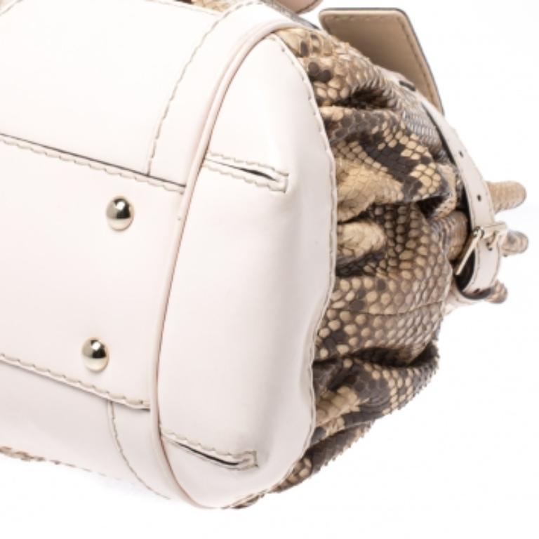 Gucci, borsa Queen grande in pitone e pelle beige/marrone in vendita 2