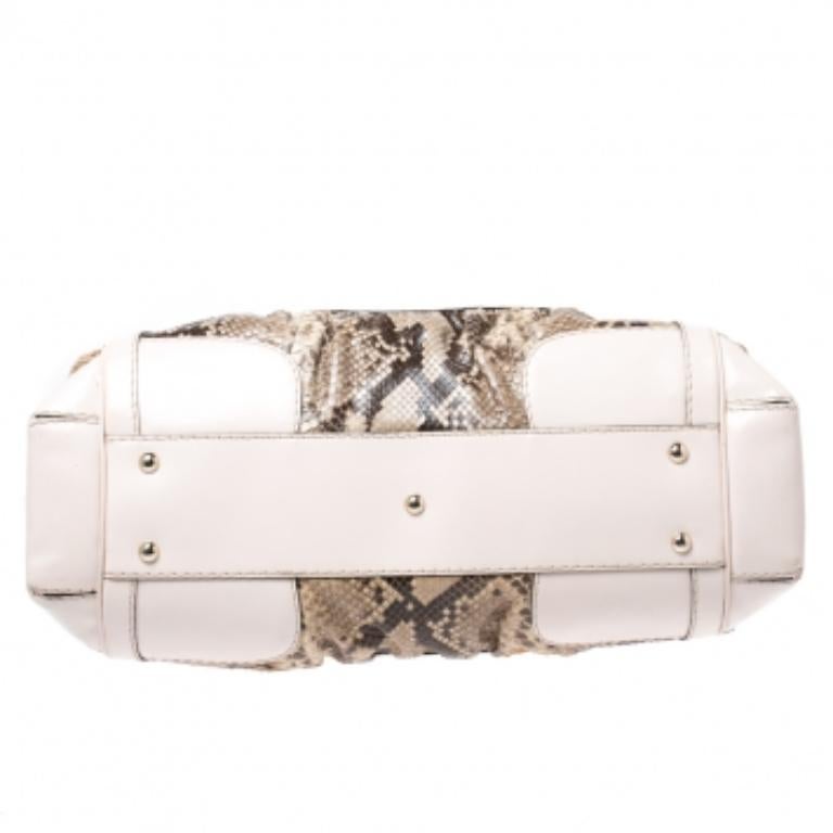 Gucci, borsa Queen grande in pitone e pelle beige/marrone in vendita 4