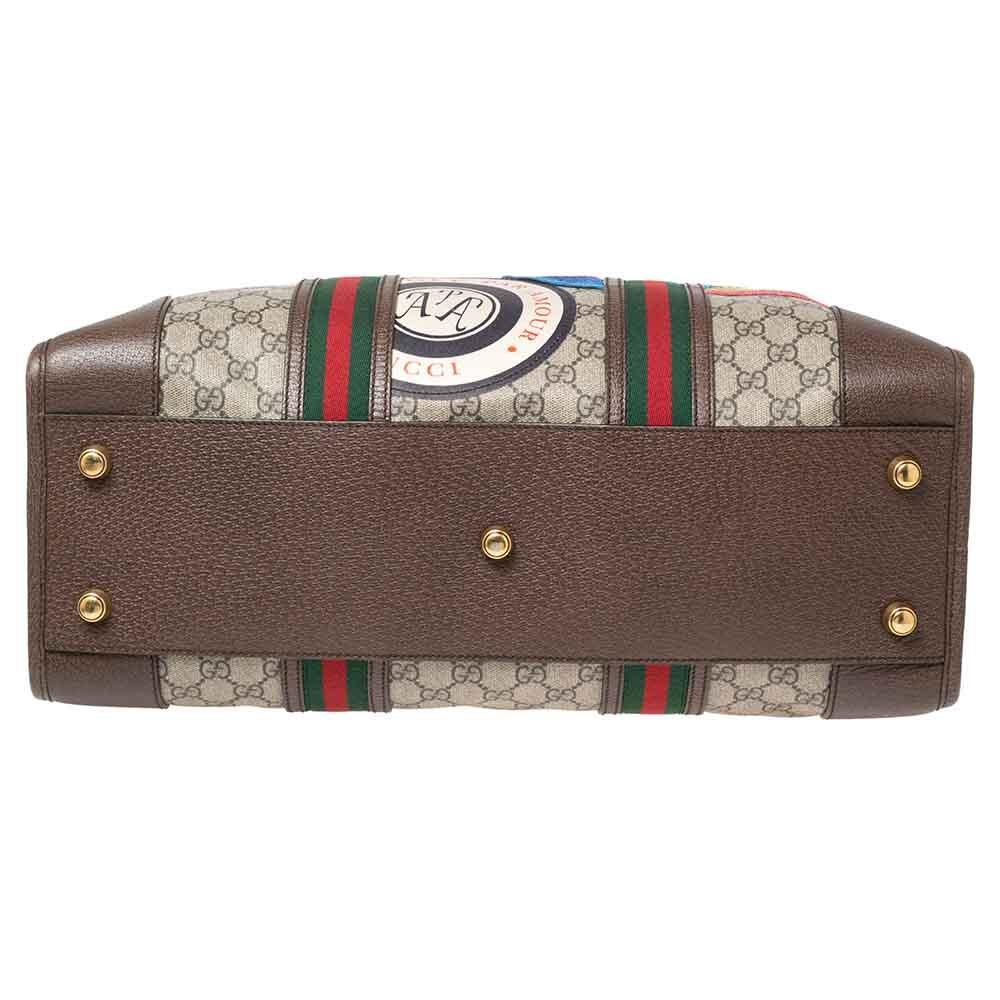 Black Gucci Beige/Brown Soft GG Supreme Courrier Duffle Bag