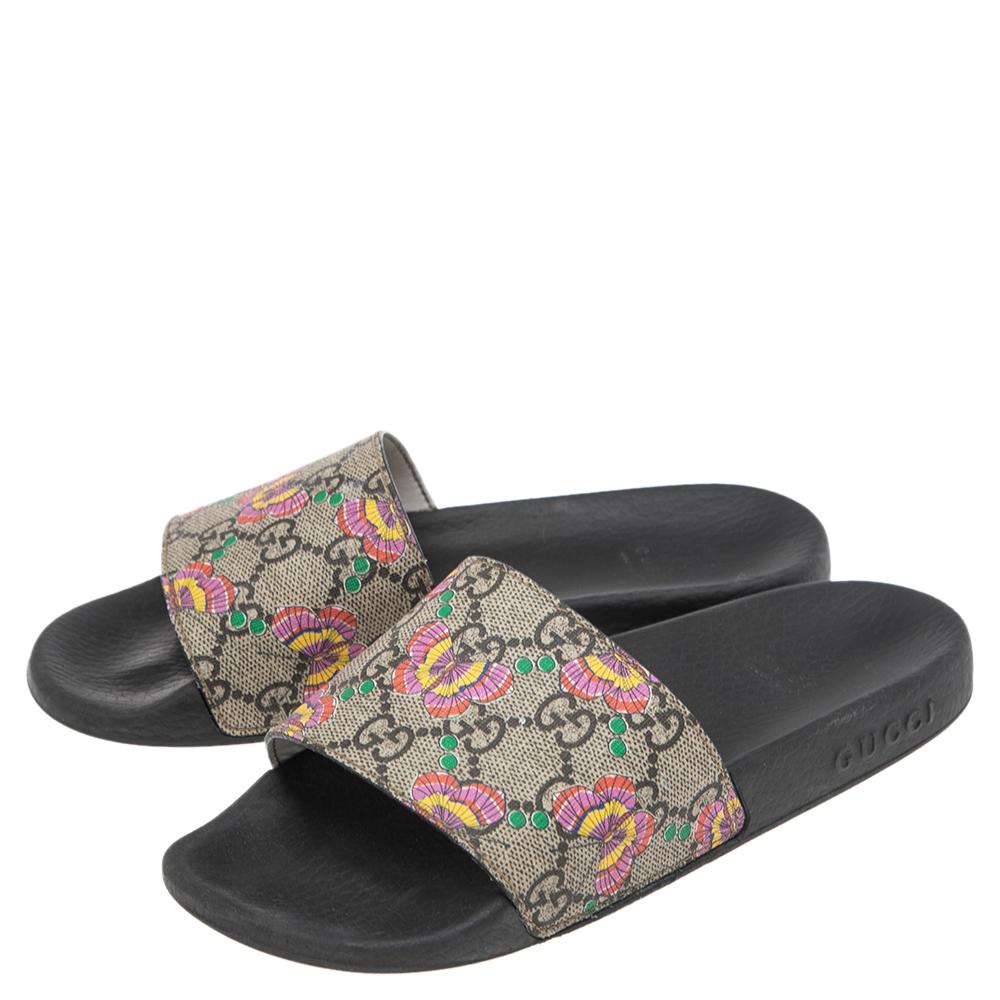 Gucci Beige Butterfly Print GG Supreme Canvas Slide Flat Sandals Size 34 at  1stDibs | gucci butterfly slides, gucci slides butterfly, gucci slides with  butterfly