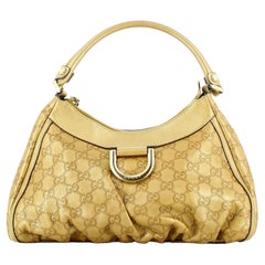 Gucci Brown GG Canvas Abbey D- Ring Tote Bag White Beige Leather Cloth  Pony-style calfskin Cloth ref.560297 - Joli Closet