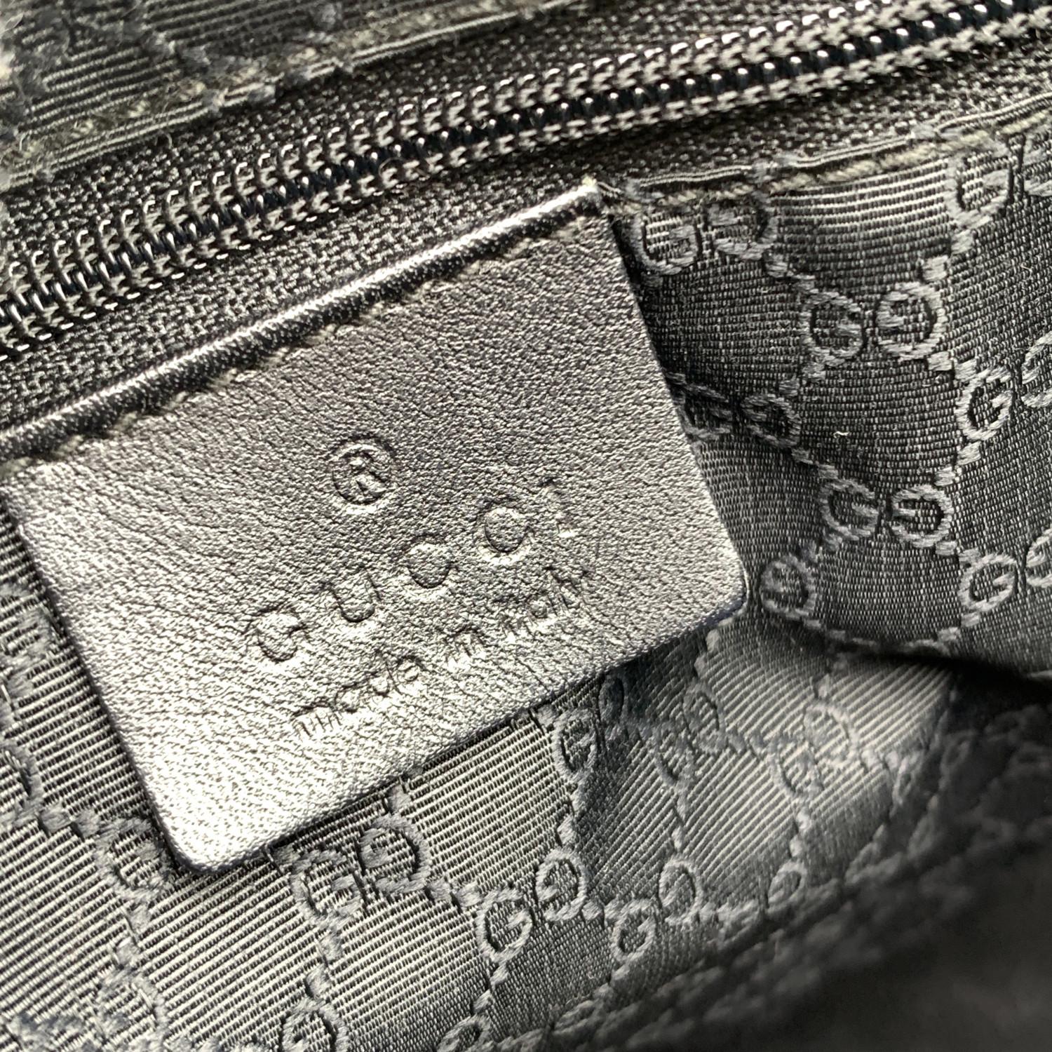 Women's Gucci Beige Canvas and Black Leather Hobo Shoulder Bag