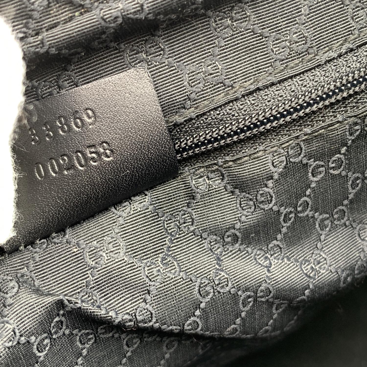 Gucci Beige Canvas and Black Leather Hobo Shoulder Bag 1