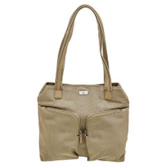 Gucci Beige Canvas and Leather Double Pocket Tote
