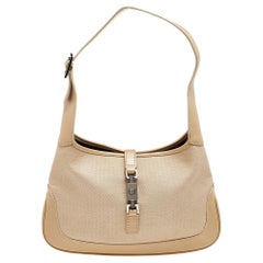 Gucci Beige Canvas And Leather Small Jackie Hobo