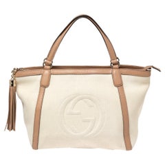 Gucci Beige Canvas and Leather Soho Zip Tote