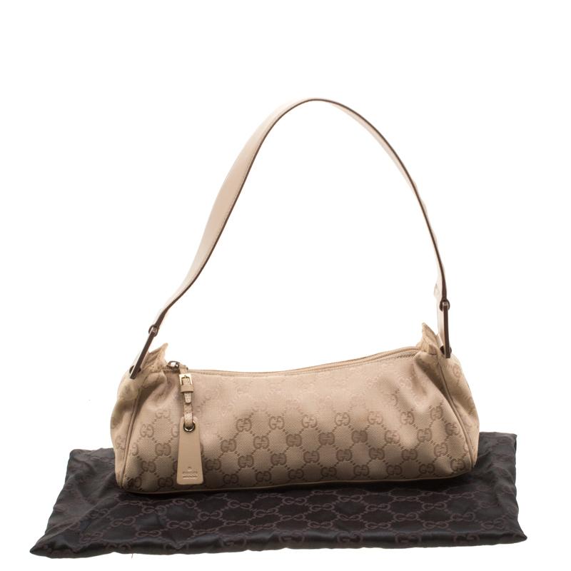 Gucci Beige Canvas and leather W Signature Shoulder Bag 8