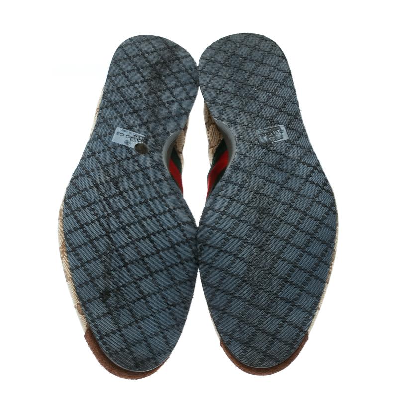 Gucci Beige Canvas and Suede Guccisima Web Detail Sneakers Size 46.5 In Good Condition In Dubai, Al Qouz 2