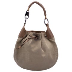Gucci Beige Canvas Leder Kordelzug Hobo Tasche Umhängetasche Tote