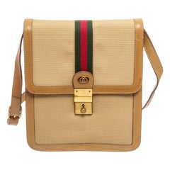 Bolso de hombro Gucci Beige Canvas Sherry Line Vintage