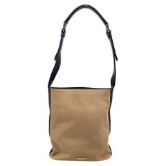 Gucci Beige Canvas Signature Web Bucket Shoulder Bag