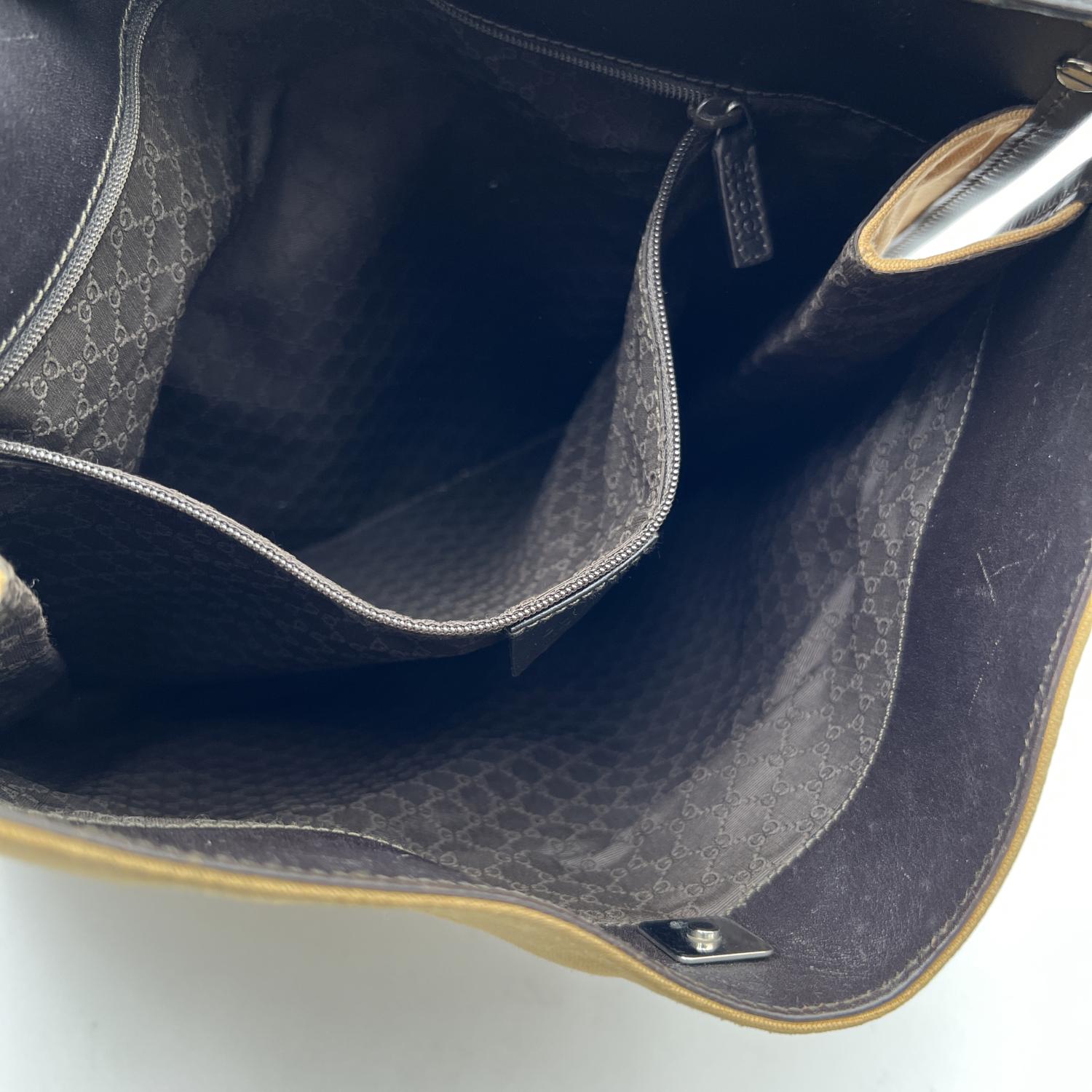 Gucci Beige Canvas Tote Shoulder Bag with Web Shoulder Strap 2