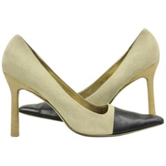 Gucci Beige Cap Toe Bamboo Heels Gg04 Pumps
