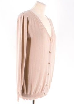 Gucci Beige Cashmere and Silk Strawberry Embroidered Cardigan US 10