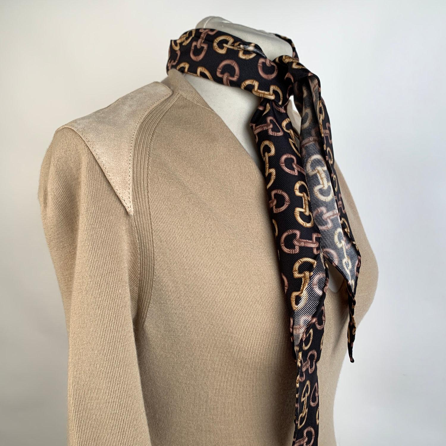 Gucci Beige Cashmere Short Sleeve Jumper Top with Scarf Size S 2