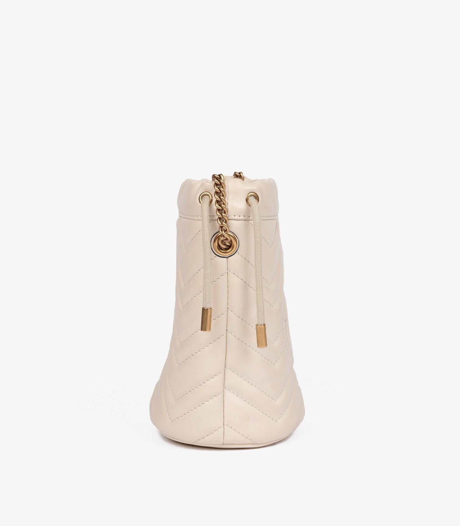 Gucci Beige Chevron Quilted Calfskin Leather GG Marmont Mini Bucket Bag 1