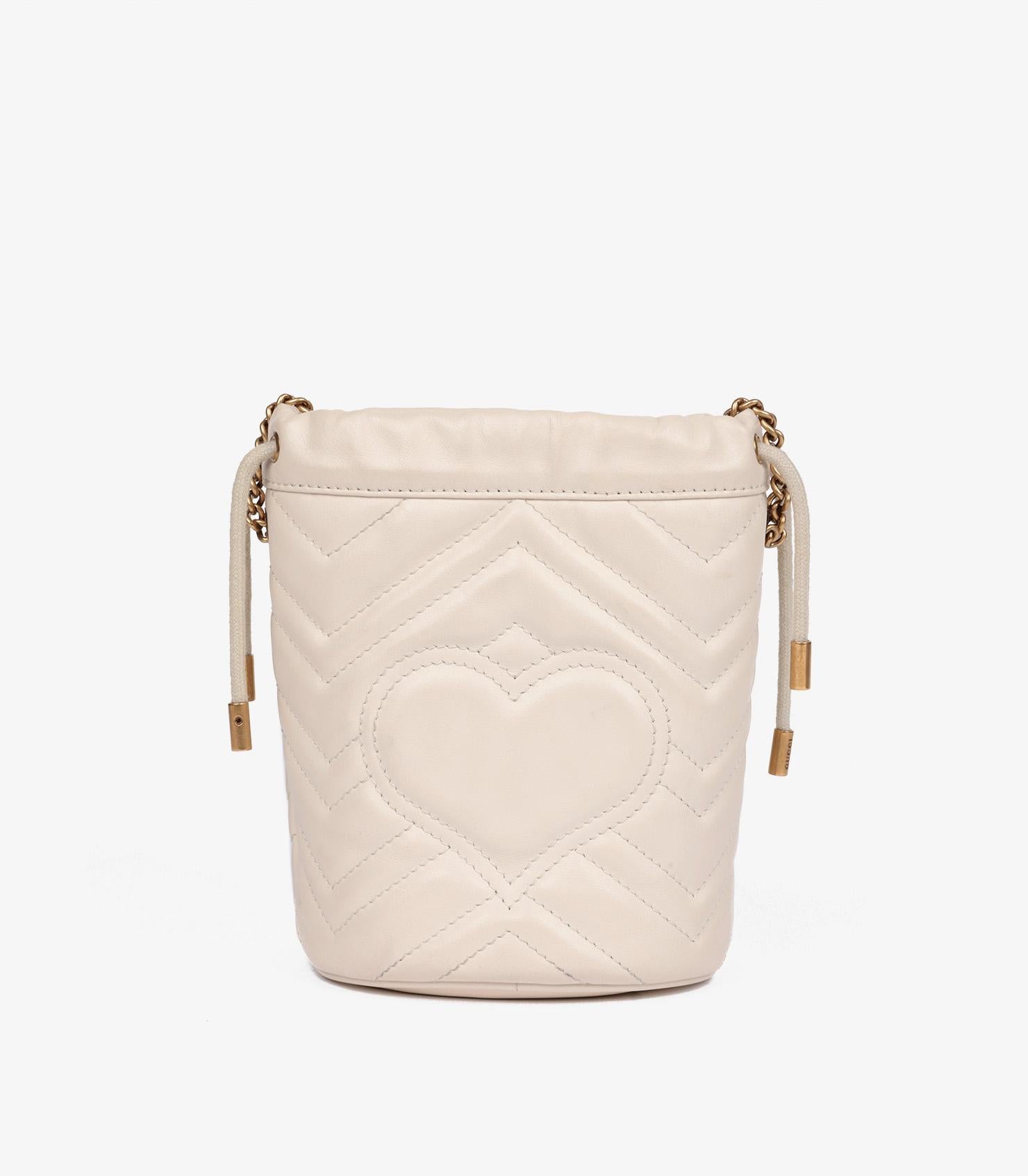 Gucci Beige Chevron Quilted Calfskin Leather GG Marmont Mini Bucket Bag 2