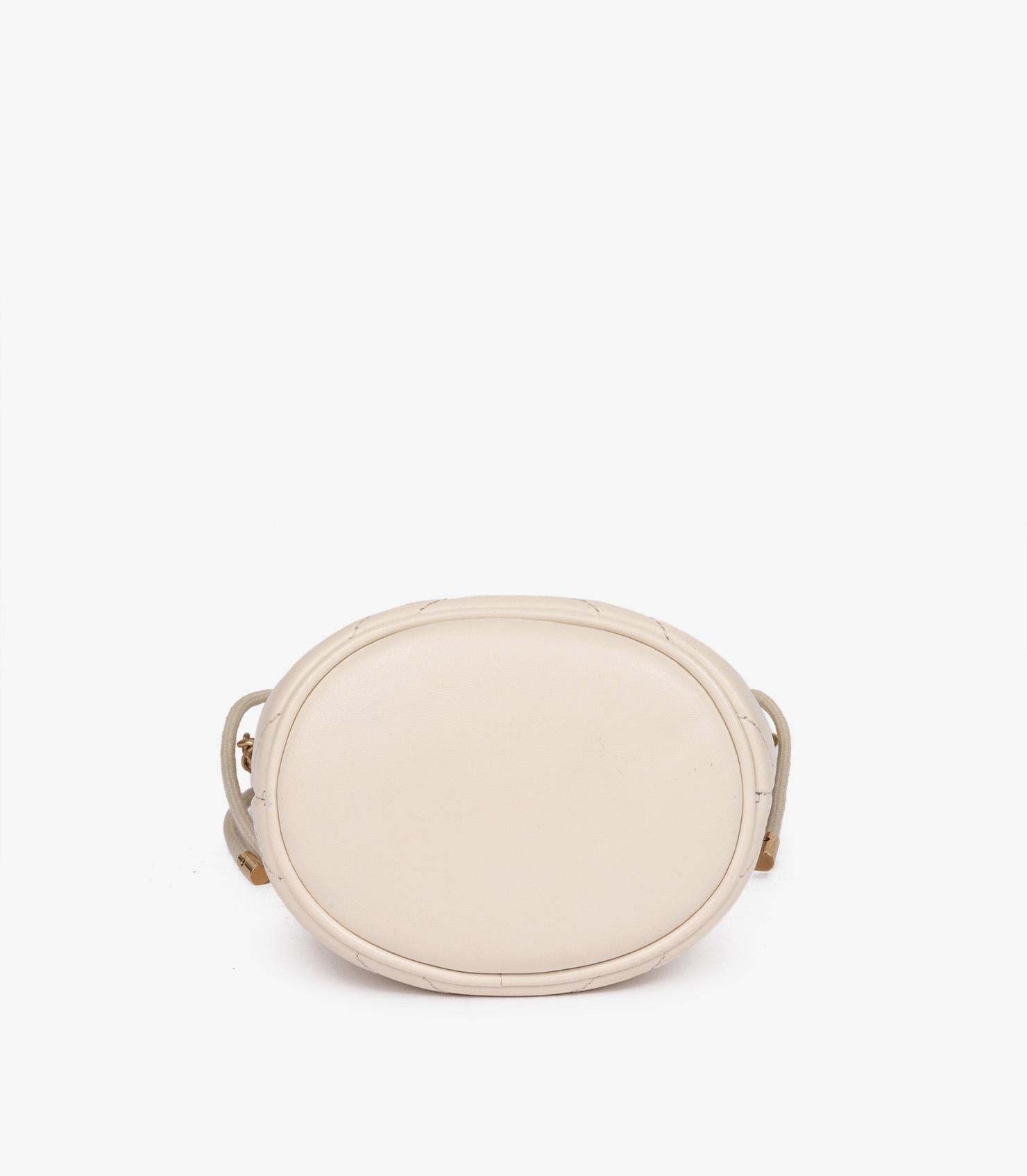 Gucci Beige Chevron Quilted Calfskin Leather GG Marmont Mini Bucket Bag 3
