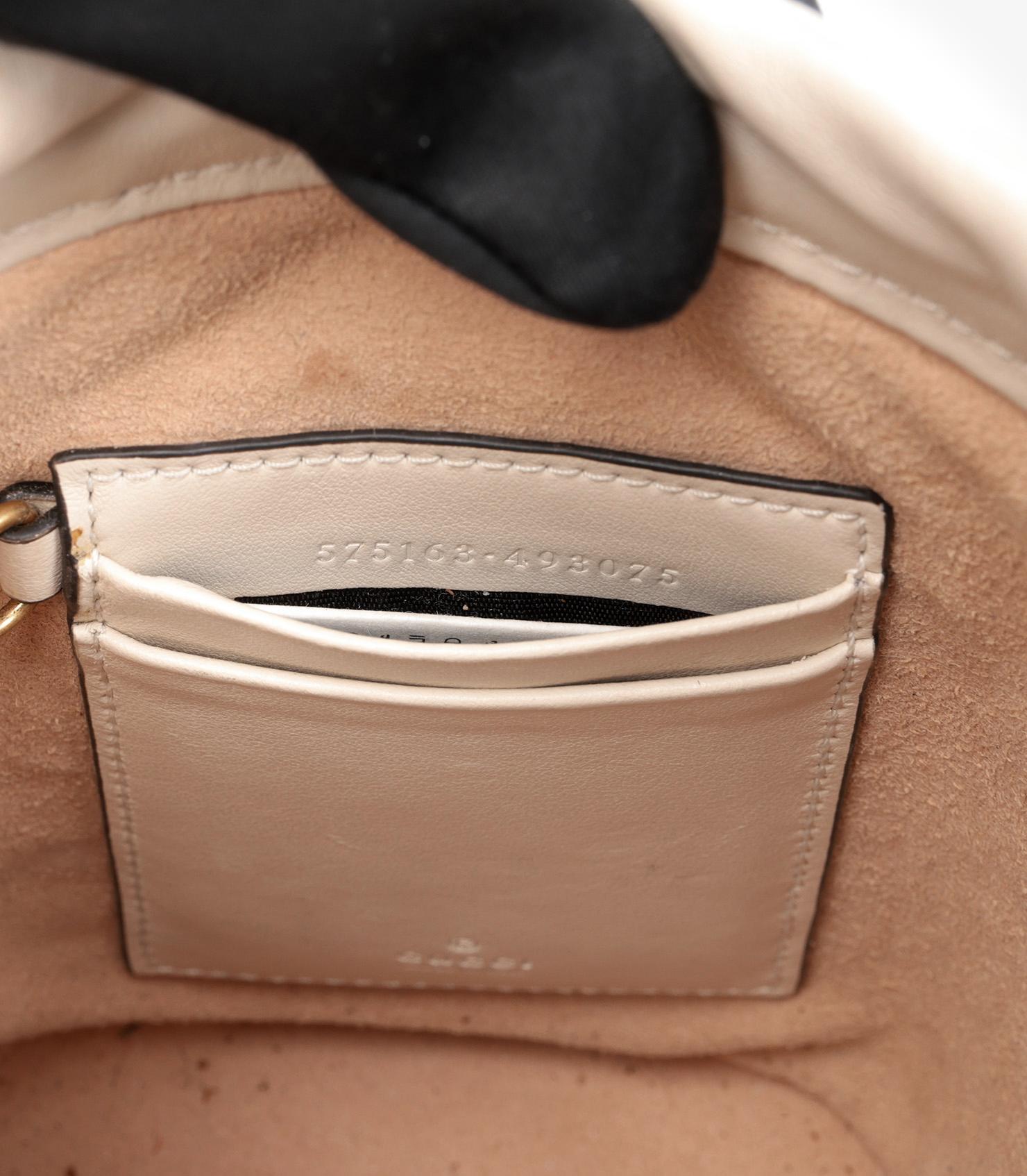 Gucci Beige Chevron Quilted Calfskin Leather GG Marmont Mini Bucket Bag 5