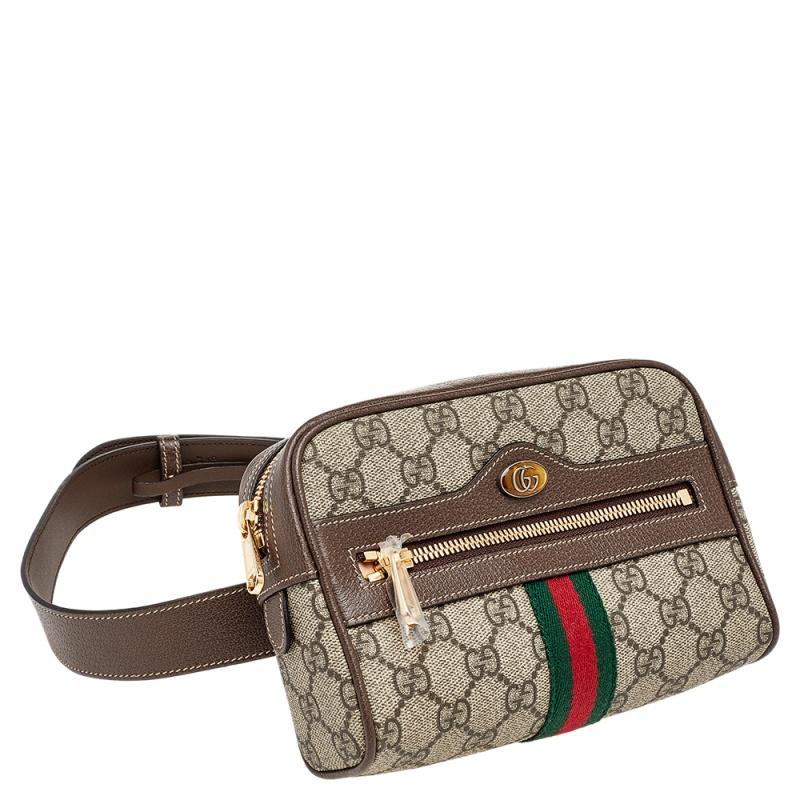 Gucci Beige Coated Canvas And Leather Ophidia Belt Bag 8