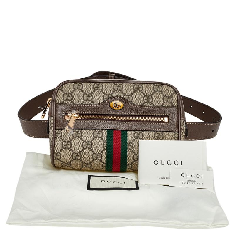 Gucci Beige Coated Canvas And Leather Ophidia Belt Bag 5