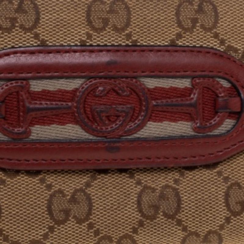 Gucci Beige/Copper GG Canvas and Leather Flap Continental Wallet For Sale 5