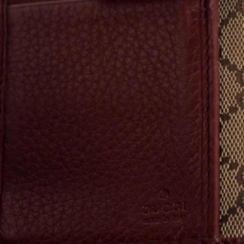 Gucci Beige/Copper GG Canvas and Leather Flap Continental Wallet For Sale 4