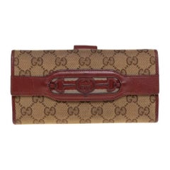 Gucci Beige/Copper GG Canvas and Leather Flap Continental Wallet