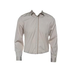 Gucci Beige Cotton Concealed Placket Detail Long Sleeve Shirt M