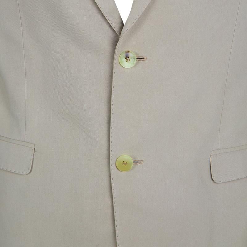 Men's Gucci Beige Cotton Regular Fit Two Button Blazer L