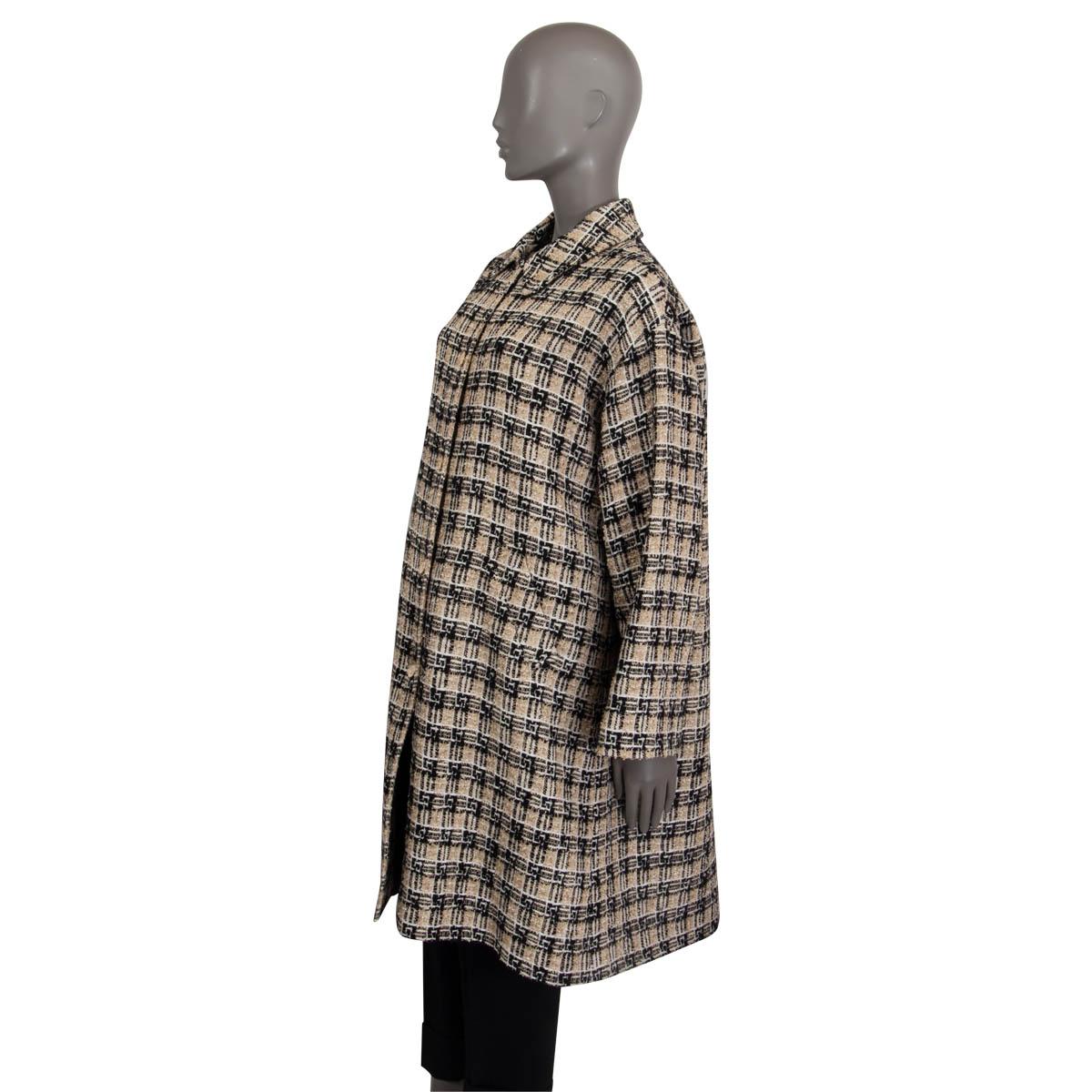 Donna GUCCI Giacca MIDI SQUARE G CHECK TWEED in cotone beige 40 S