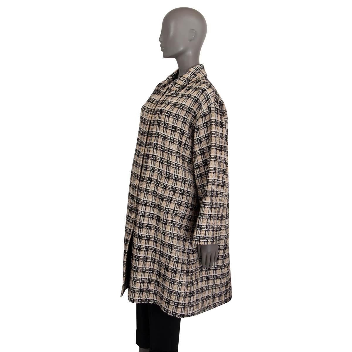 Beige GUCCI beige cotton SQUARE G CHECK TWEED MIDI Jacket 40 S