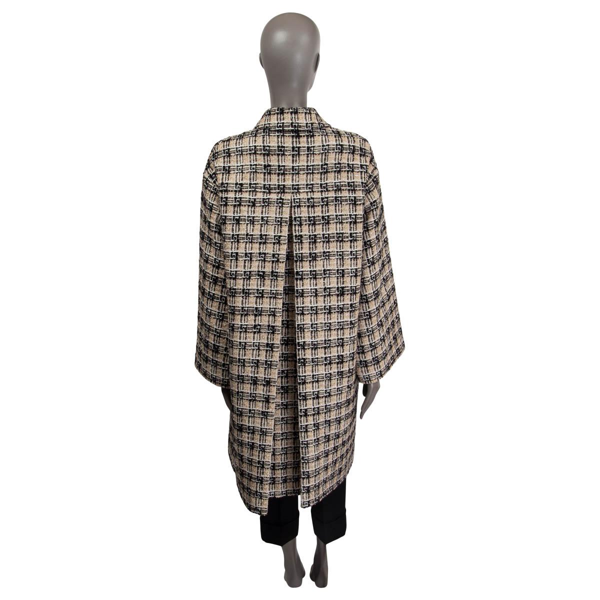 Women's GUCCI beige cotton SQUARE G CHECK TWEED MIDI Jacket 40 S