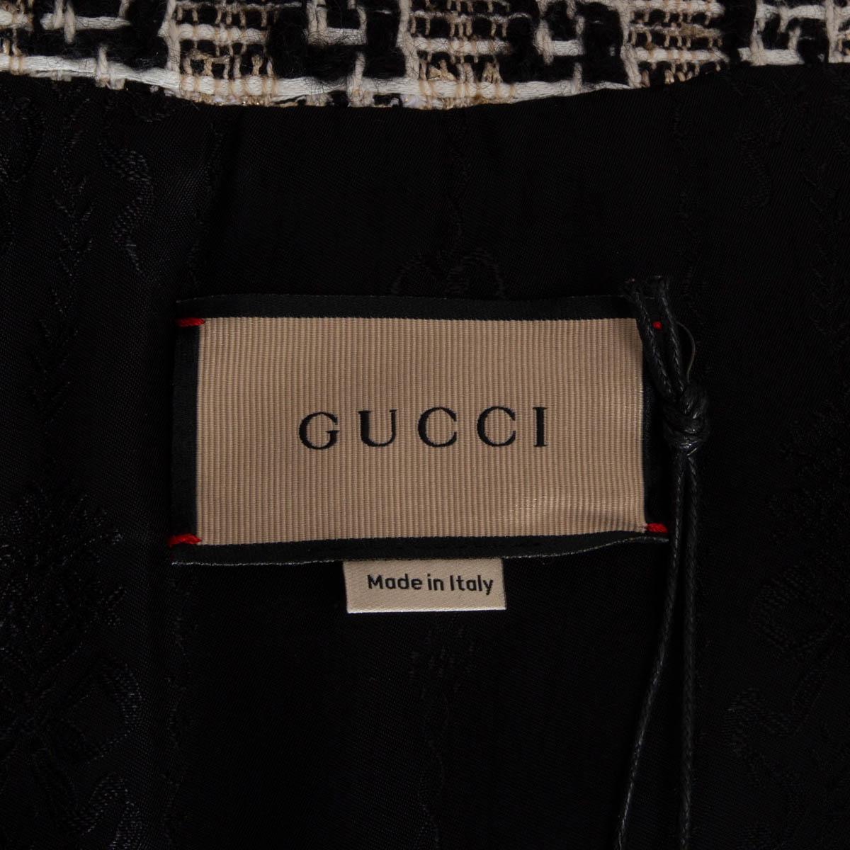 GUCCI Giacca MIDI SQUARE G CHECK TWEED in cotone beige 40 S 3