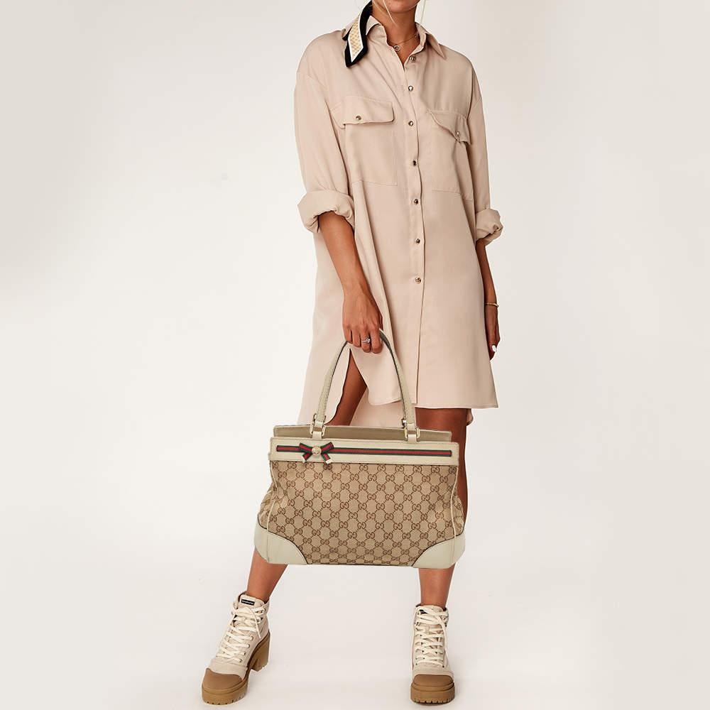 Gucci Beige/Cream GG Canvas and Leather Mayfair Tote 6