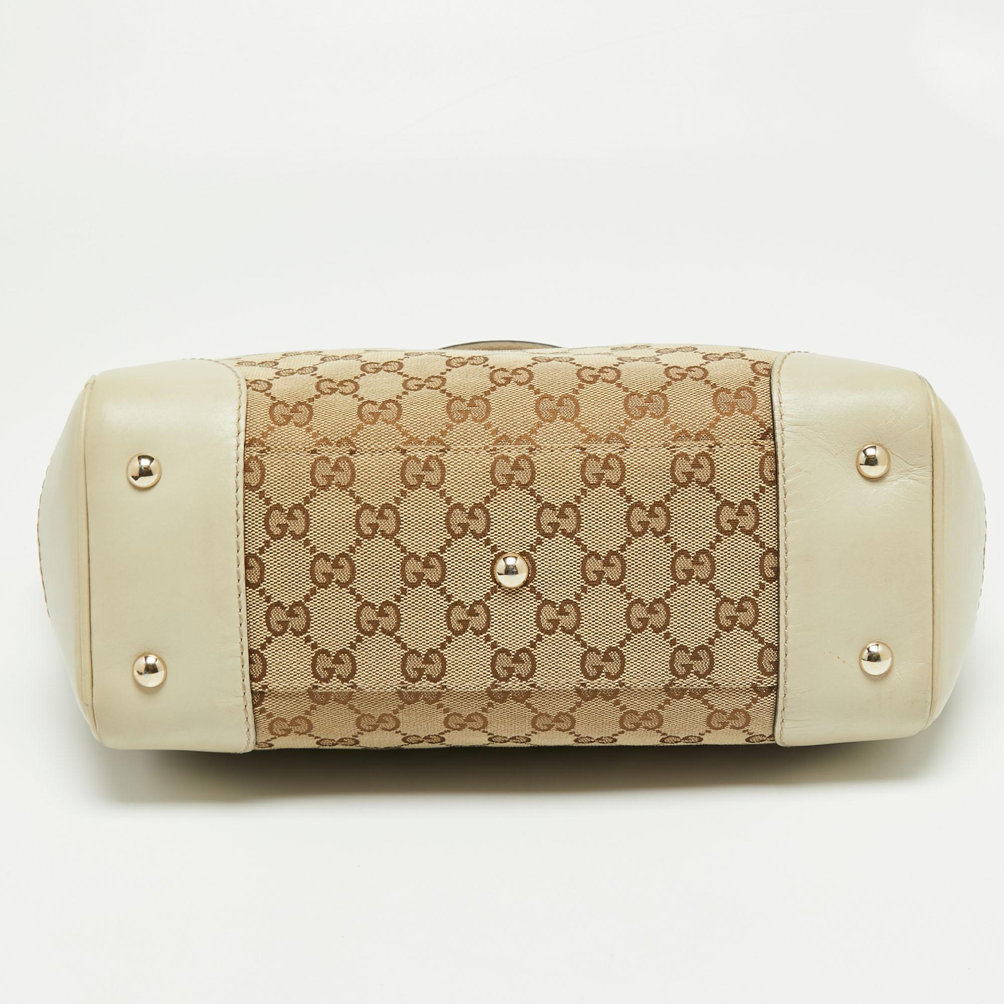 Gucci Beige/Cream GG Canvas and Leather Mayfair Tote In Good Condition In Dubai, Al Qouz 2