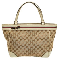 Gucci Beige/Brown GG Canvas and Leather Large Positano Scarf Tote at  1stDibs