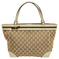 Gucci Mayfair Tote aus Segeltuch und Leder in Beige/Cream von Gucci