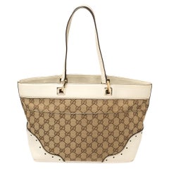 Gucci Beige/Cream GG Canvas and Leather Medium Punch Tote