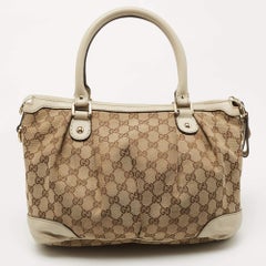 Gucci Beige/Cream GG Canvas and Leather Medium Sukey Tote