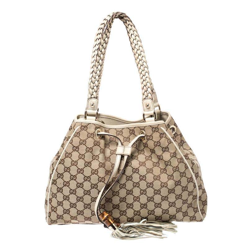 Gucci Beige/Cream GG Canvas and Leather Peggy Medium Shoulder Bag For ...