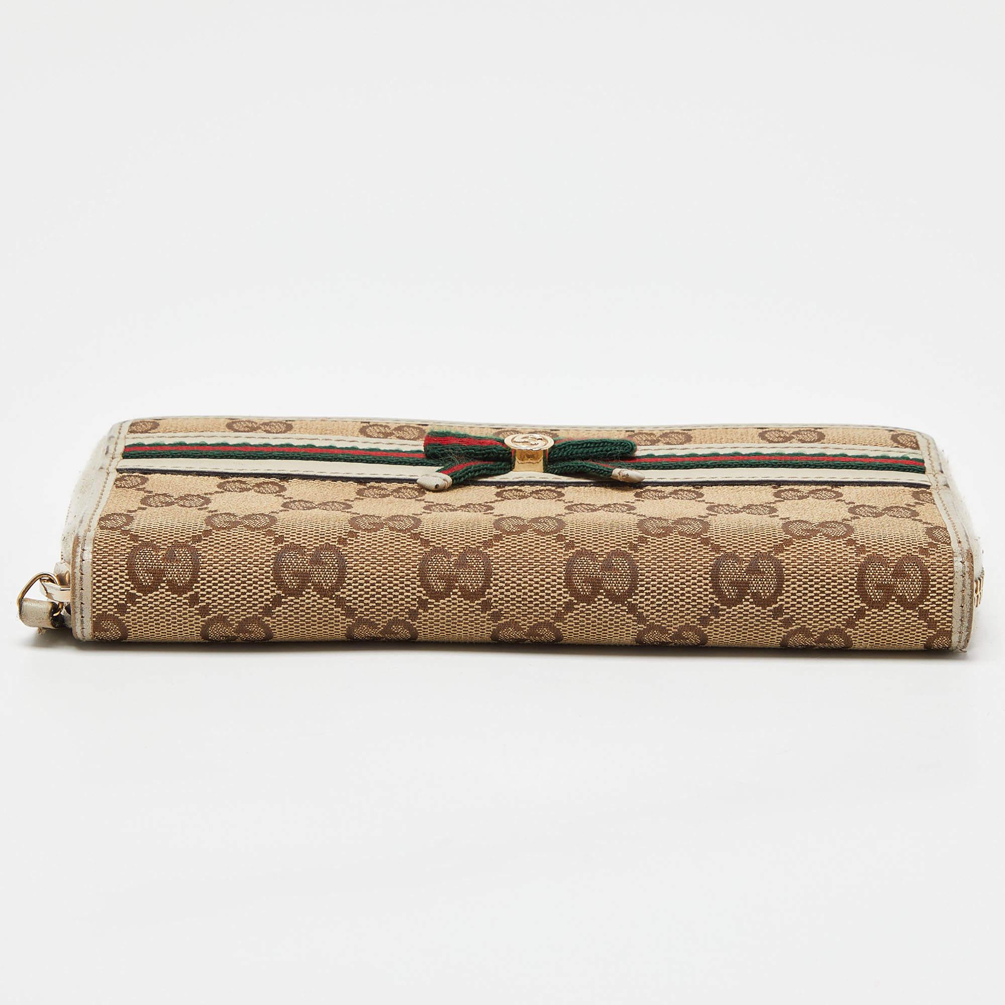 Gucci Beige/Cream GG Canvas and Leather Princy Zip Around Wallet 1