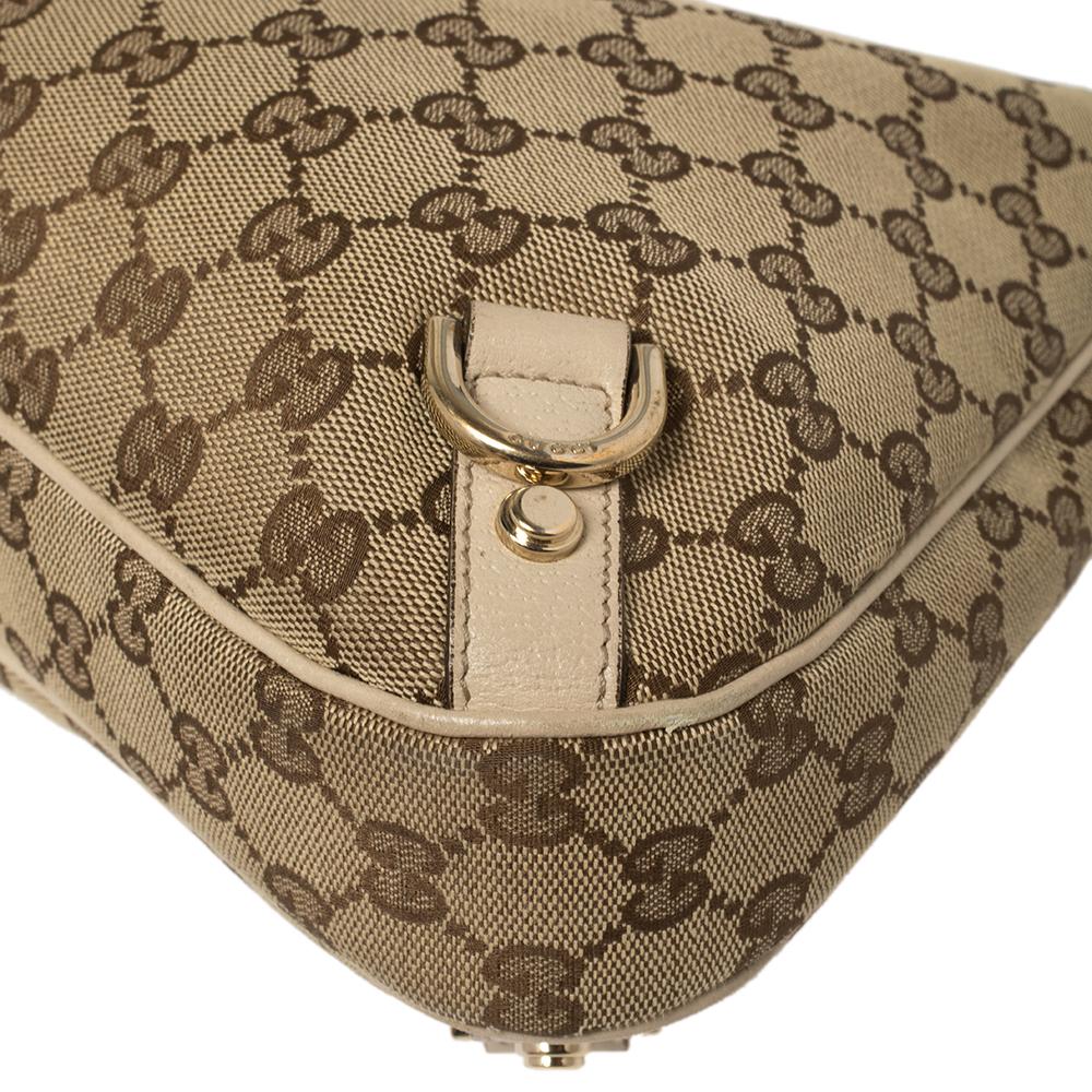 Gucci Beige/Cream GG Canvas and Leather Small Abbey D-Ring Hobo 4