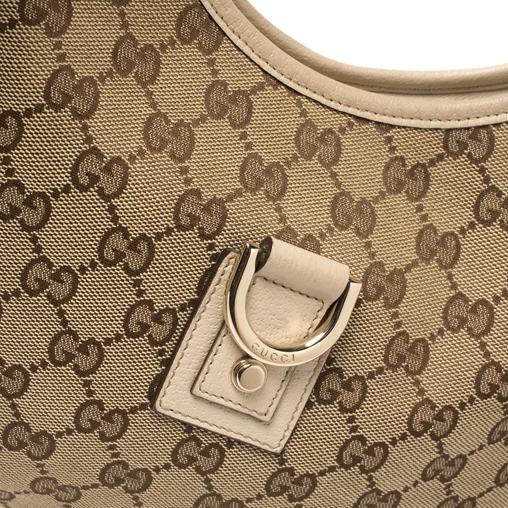 Gucci Beige/Cream GG Canvas and Leather Small Abbey D-Ring Hobo 3