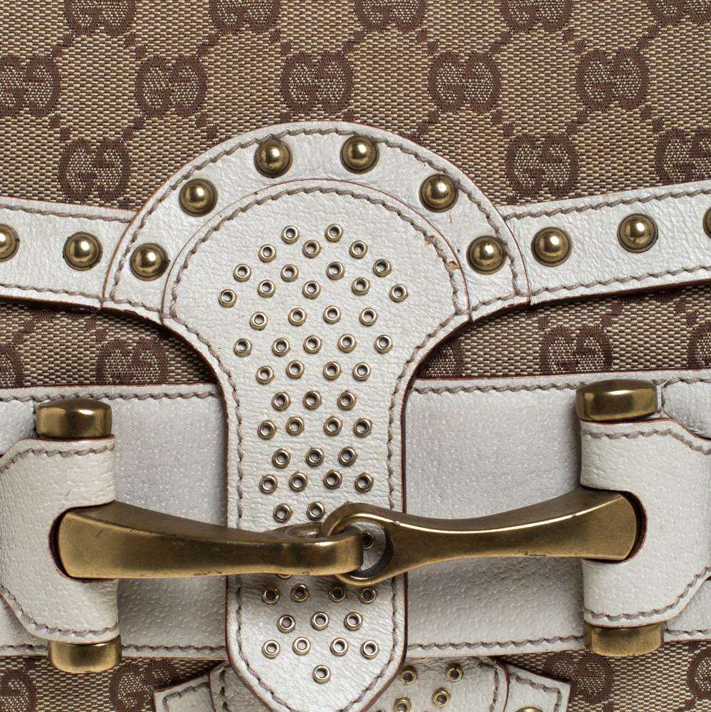 Gucci Beige/Cream GG Canvas Studded Pelham Runway Flap Bag 6