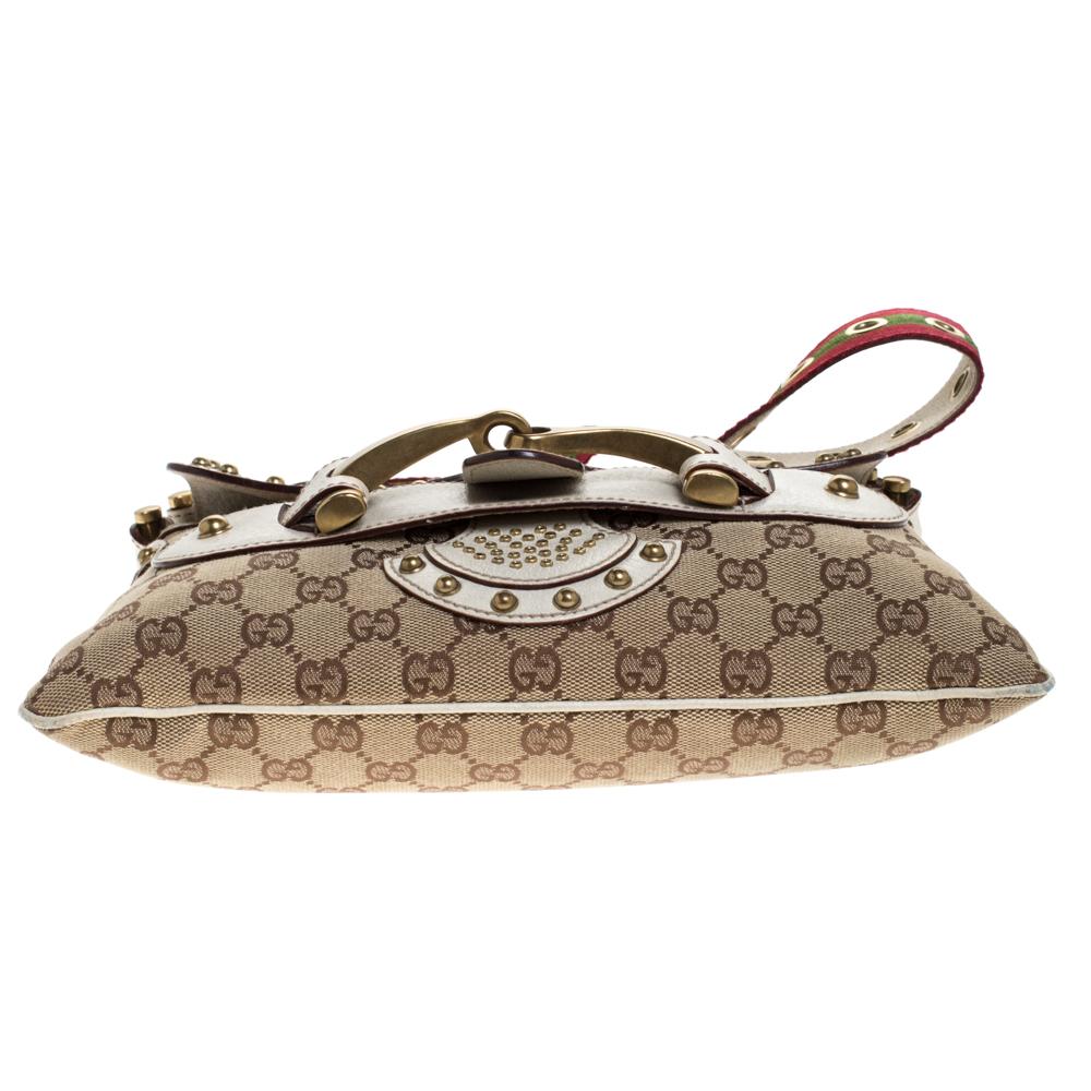 Gucci Beige/Cream GG Canvas Studded Pelham Runway Flap Bag 4