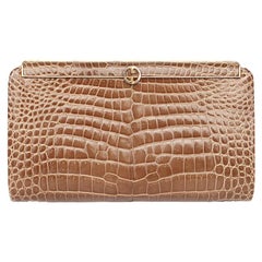 GUCCI beige CROCODILE Clutch Bag Used